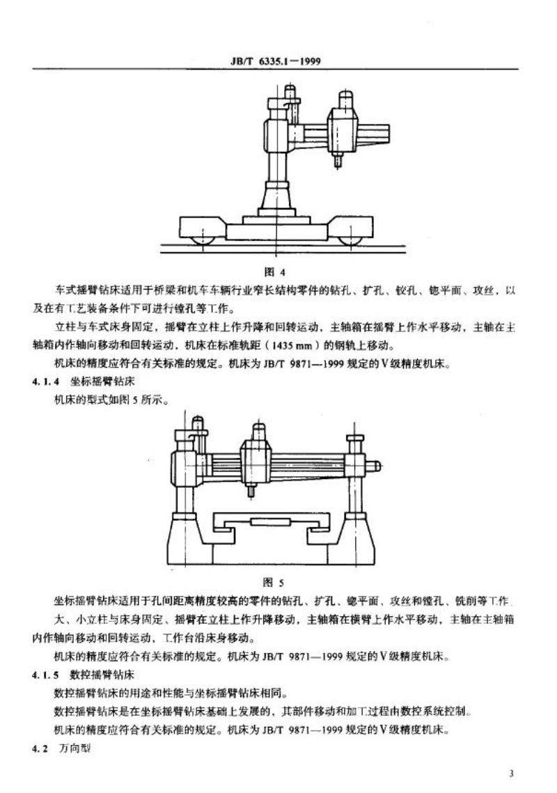 JB/T 6335.1-1999 摇臂钻床 系列型谱