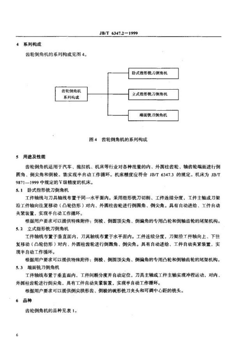 JB/T 6347.2-1999 齿轮倒角机 系列型谱