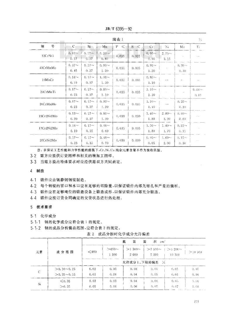 JB/T 6395-1992 大型齿轮、齿圈锻件