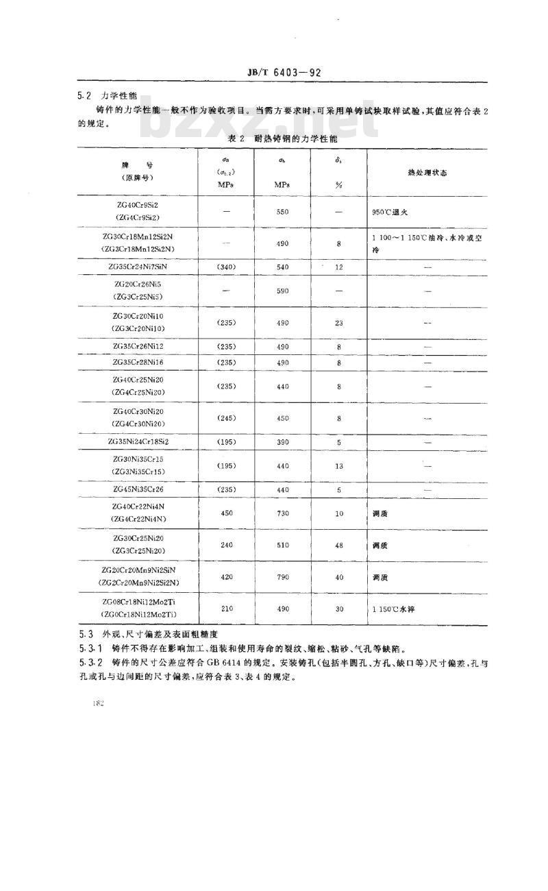 JB/T 6403-1992 大型耐热钢铸件