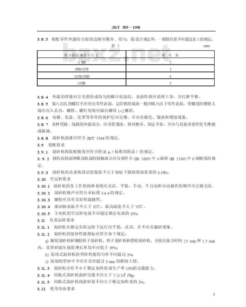 JB/T 505-1996 粘土砂混砂机 通用技术条件