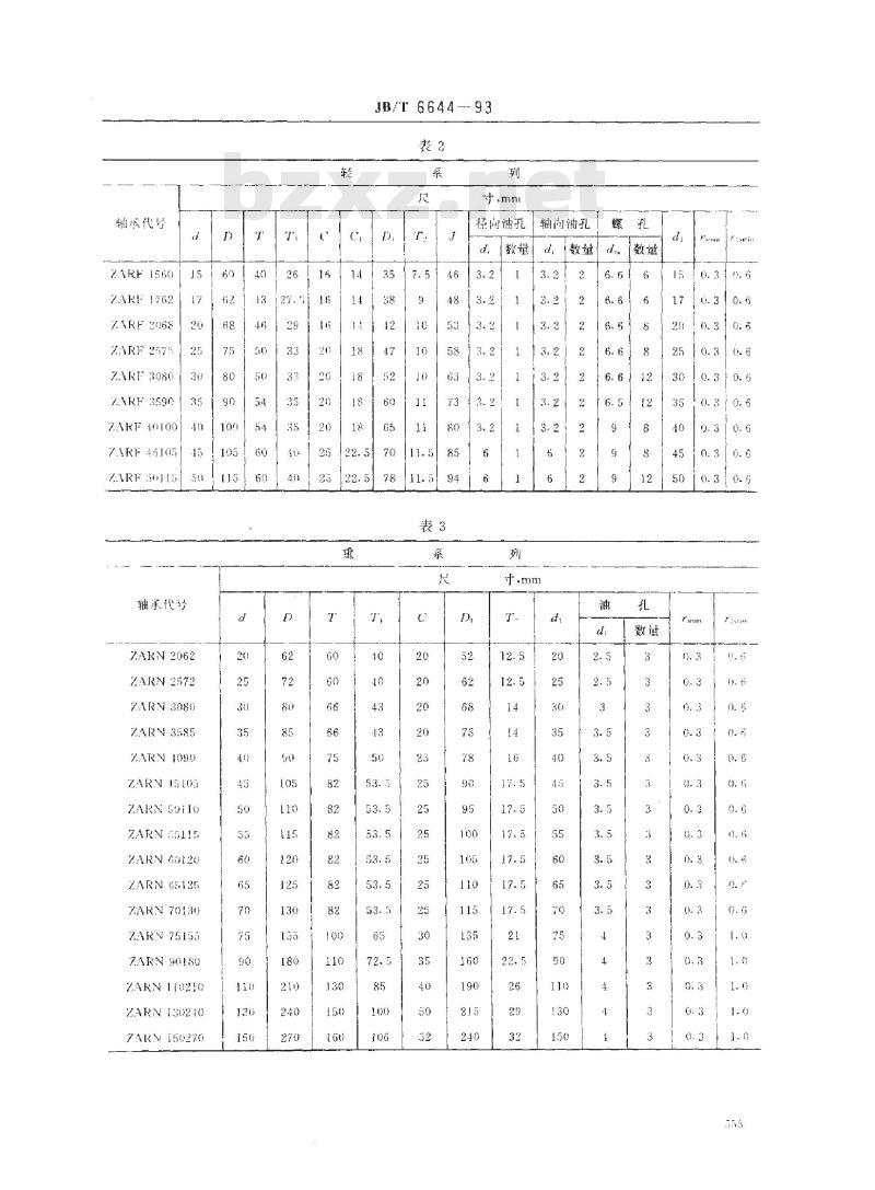 JB/T 6644-1993 滚动轴承 滚针和双向推力圆柱滚子组合轴承尺寸和公差
