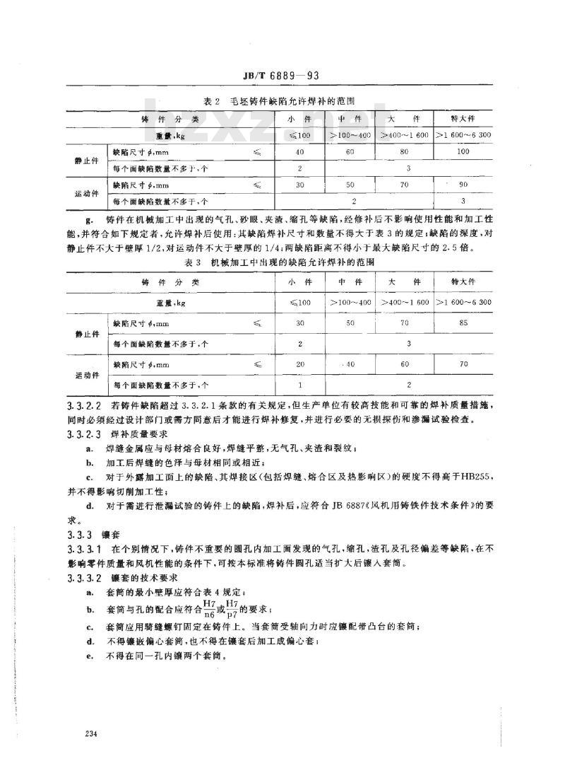 JB/T 6889-1993 风机用铸铁件缺陷修补 技术条件
