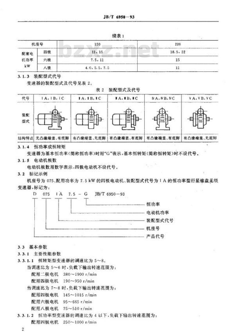 JB/T 6950-1993 行星锥盘无级变速器