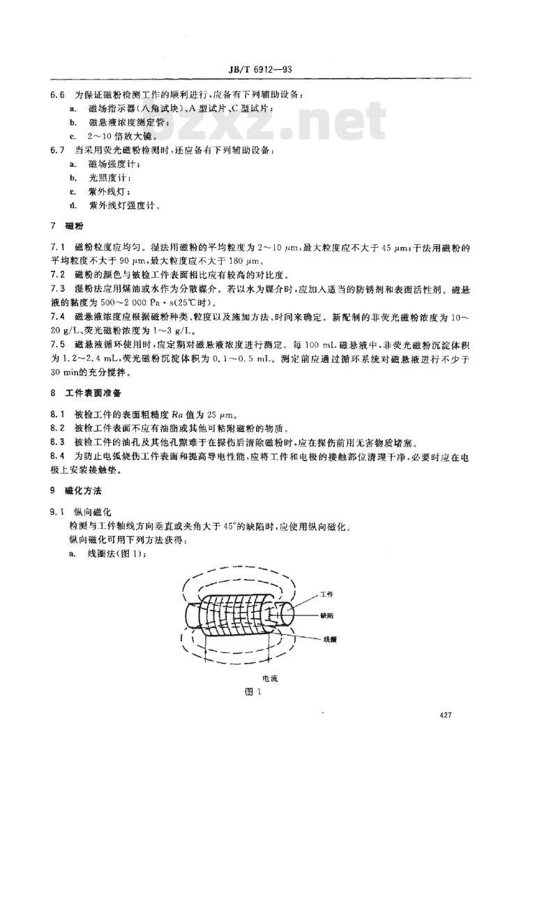 JB/T 6912-1993 泵产品零件无损检测 磁粉探伤