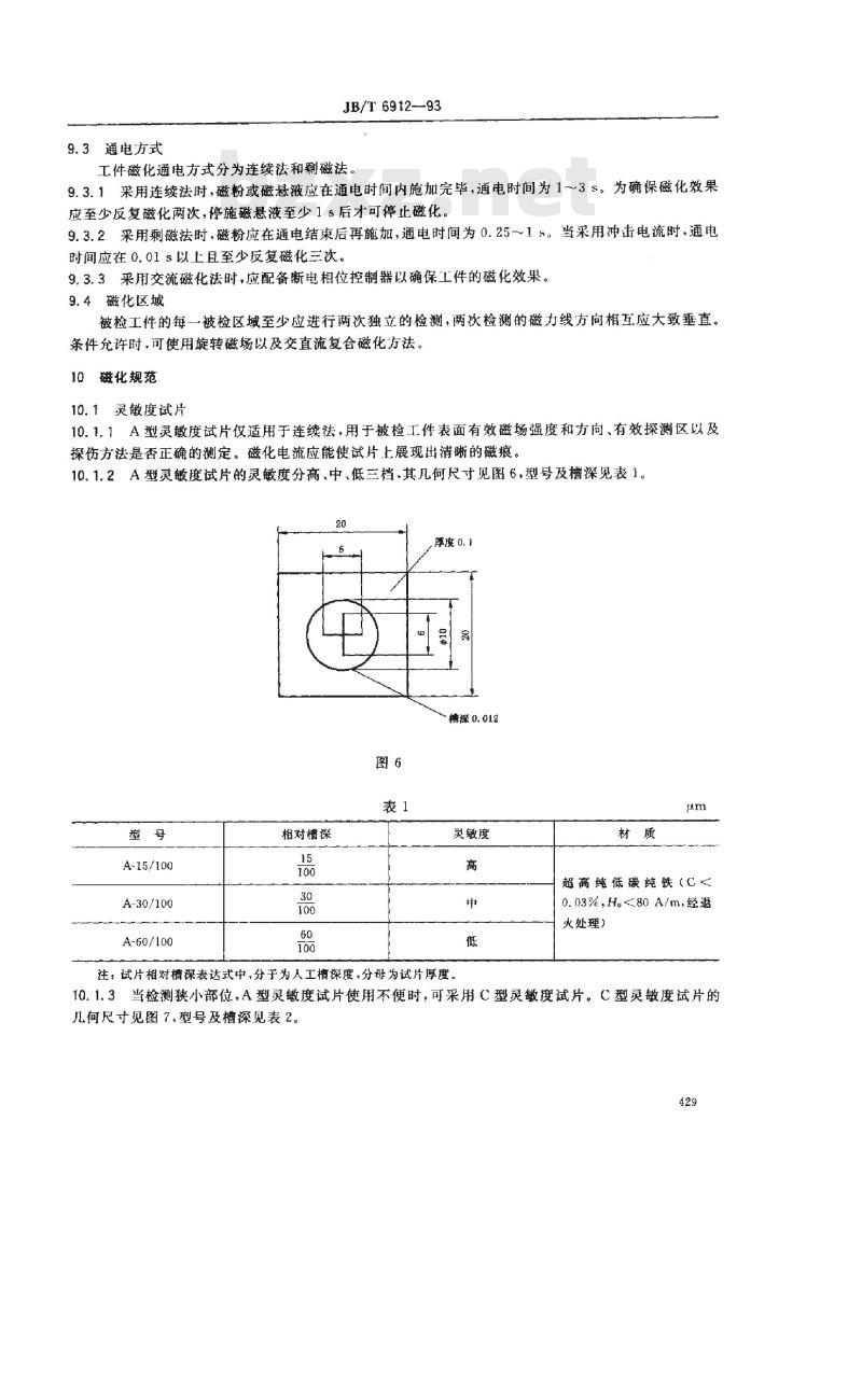 JB/T 6912-1993 泵产品零件无损检测 磁粉探伤