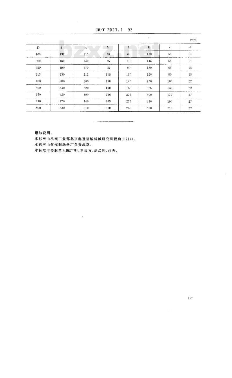 JB/T 7021.1-1993 块式制动器 连接尺寸