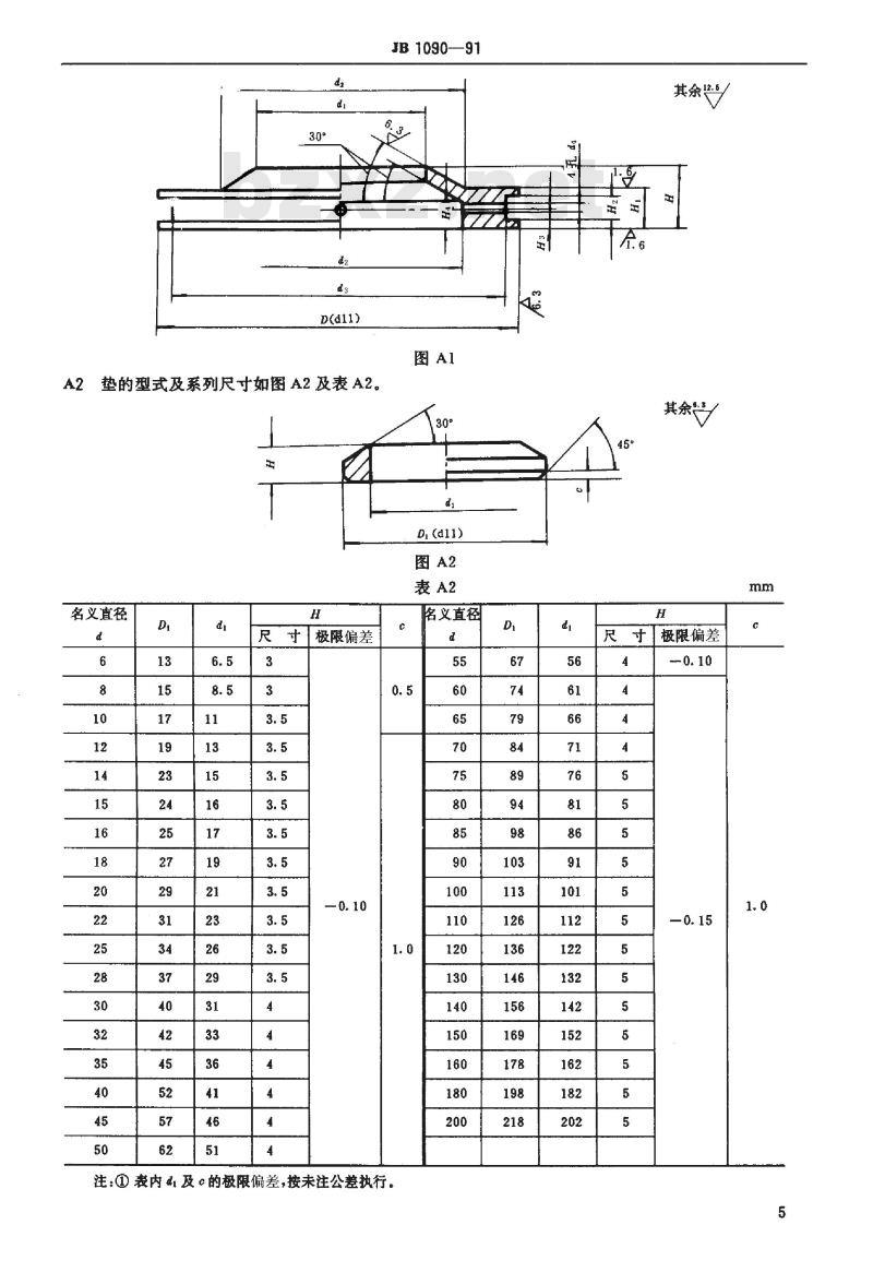 JB/T 1090-1991 J型真空用橡胶密封圈 型式及尺