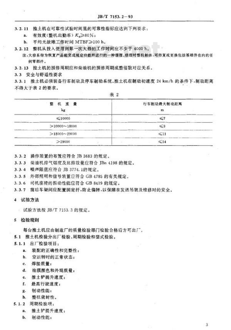 JB/T 7153.2-1993 轮胎式推土机 技术条件