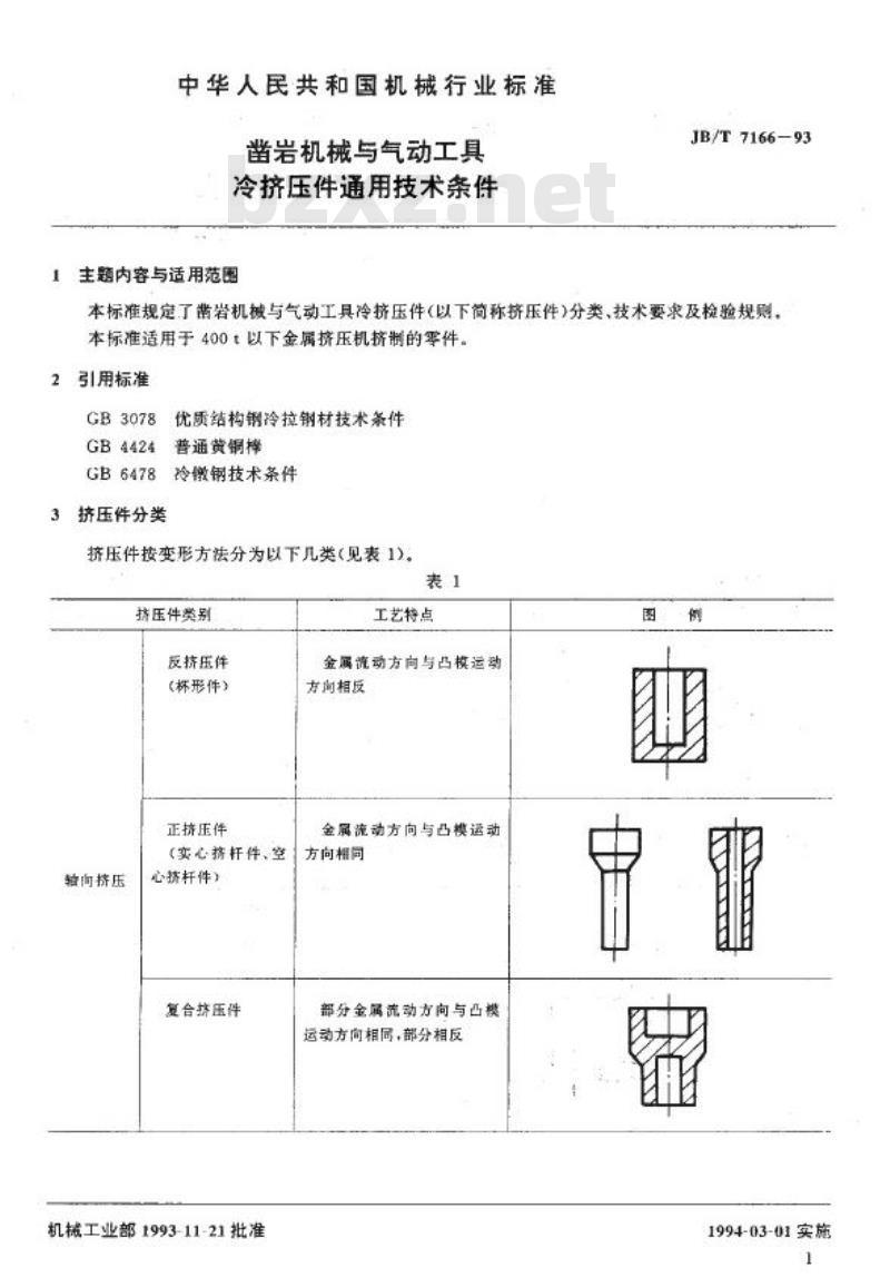 JB/T 7166-1993 凿岩机械与气动工具 冷挤压件