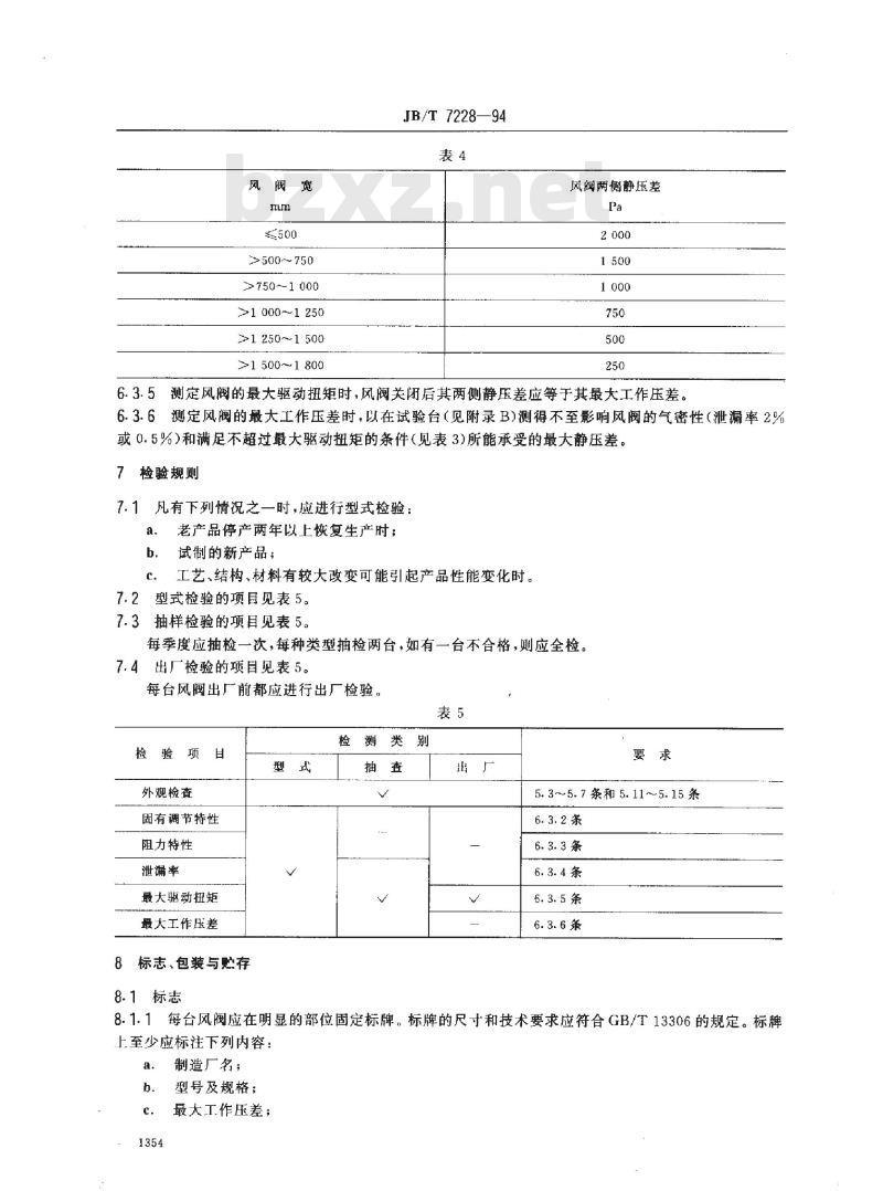 JB/T 7228-1994 风量调节阀