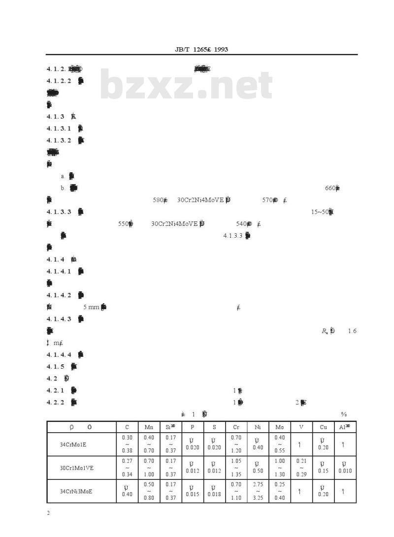 JB/T 1265-1993 25～200MW汽轮机转子体和主轴锻件 技术条件