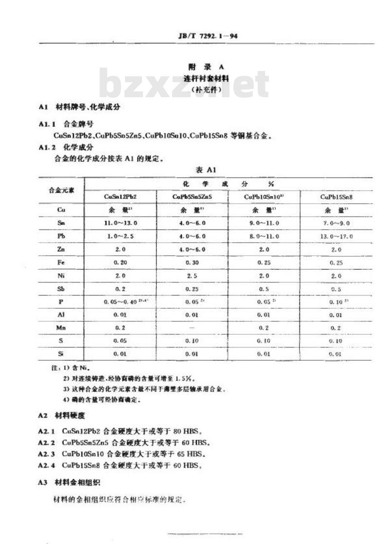 JB/T 7292.1-1994 内燃机衬套 连杆衬套技术条件