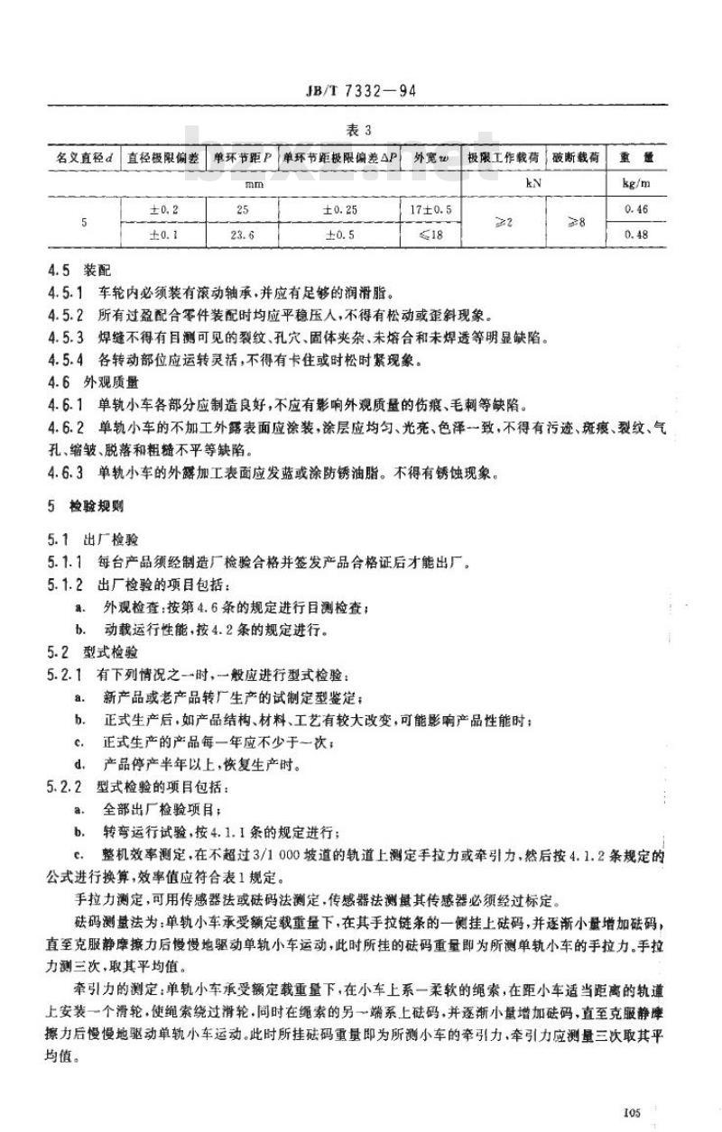 JB/T 7332-1994 手动单轨小车
