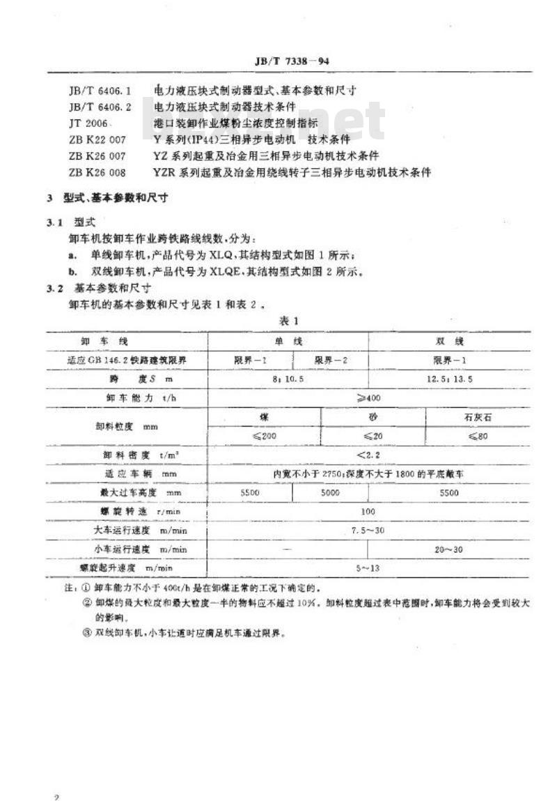 JB/T 7338-1994 桥式螺旋卸车机