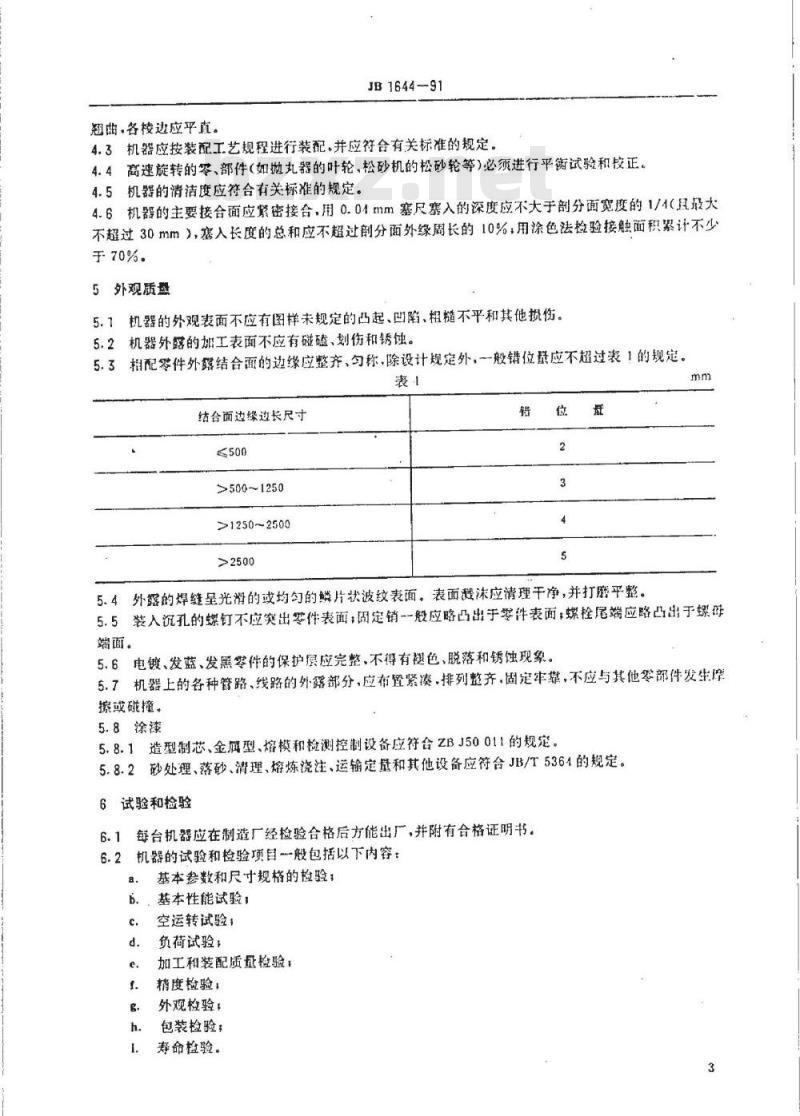 JB 1644-1991 铸造机械 通用技术条件