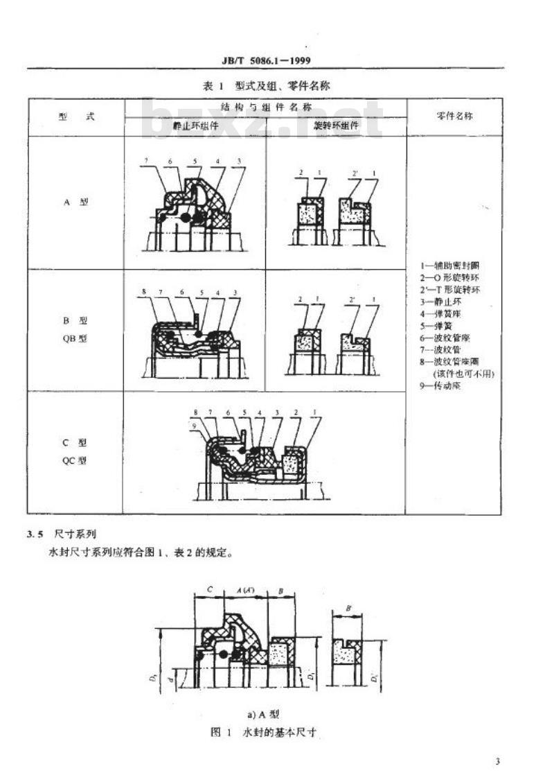 JB/T 5086.1-1999 内燃机 水封 技术条件