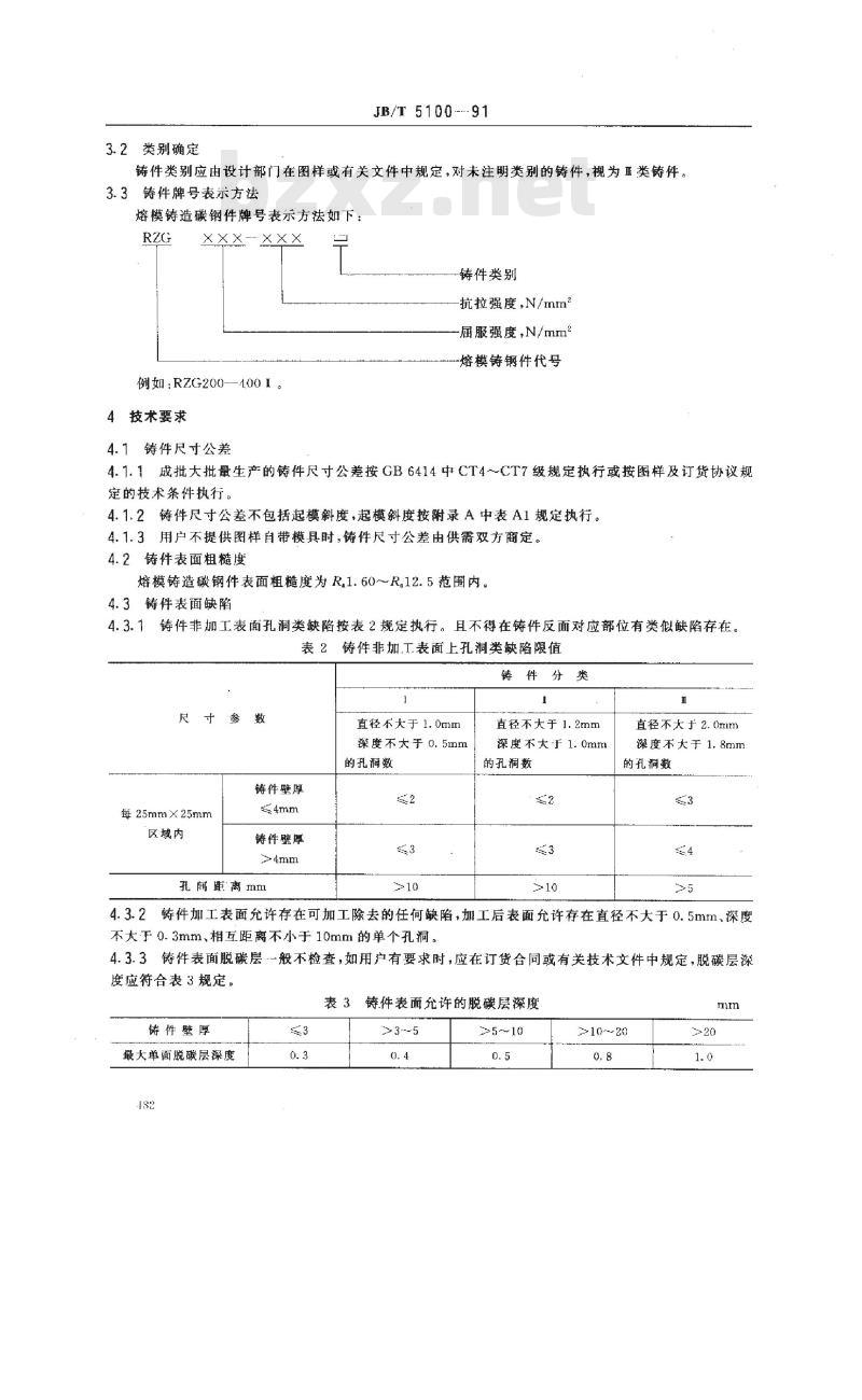 JB/T 5100-1991 熔模铸造碳钢件 技术条件