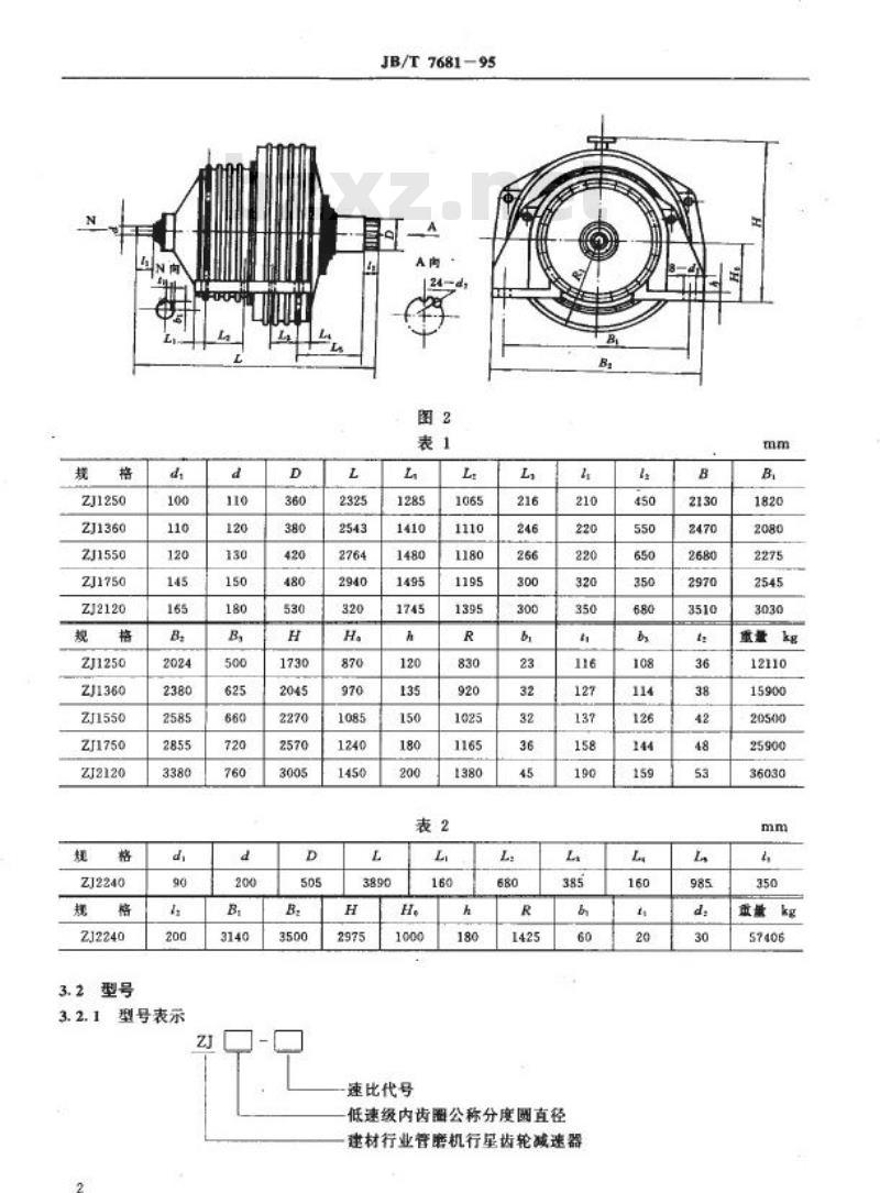 JB/T 7681-1995 ZJ系列行星齿轮减速器
