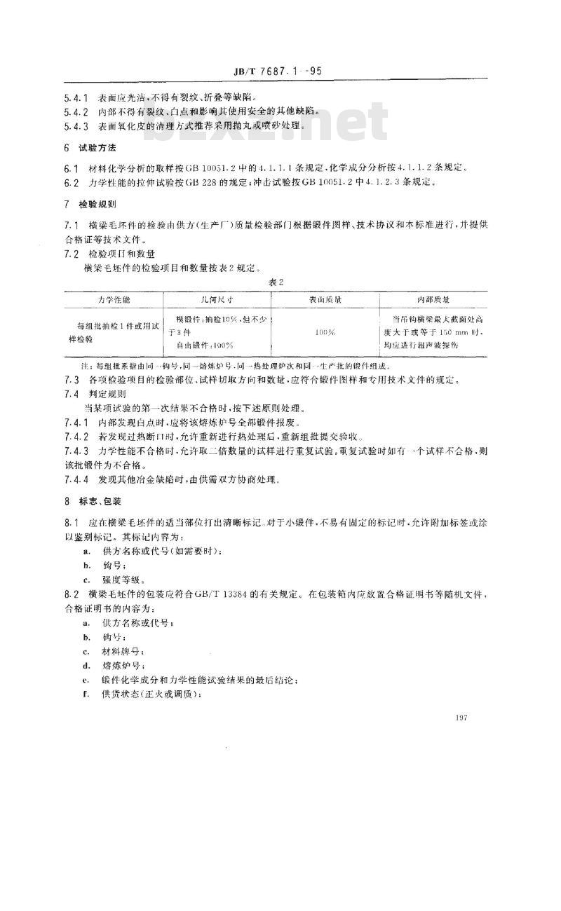 JB/T 7687.1-1995 直柄吊钩横梁毛坯件