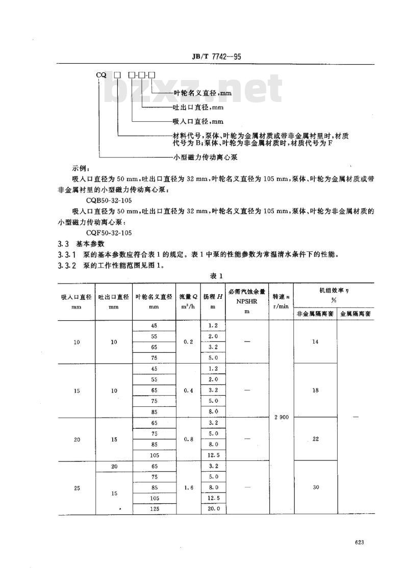 JB/T 7742-1995 小型磁力传动离心泵