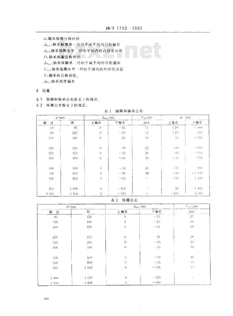 JB/T 7750-1995 滚动轴承 推力调心滚子轴承 公差