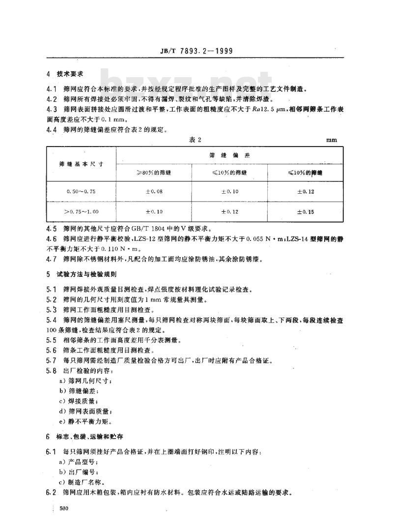JB/T 7893.2-1999 立式振动离心机用筛网