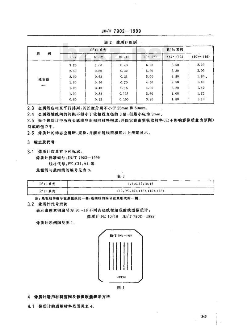 JB/T 7902-1999 线型象质计