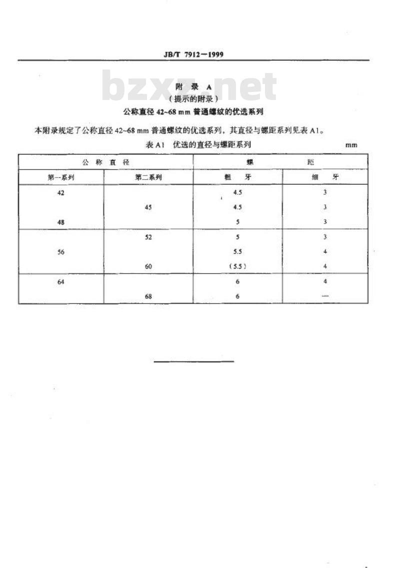 JB/T 7912-1999 商品紧固件的普通螺纹选用系列
