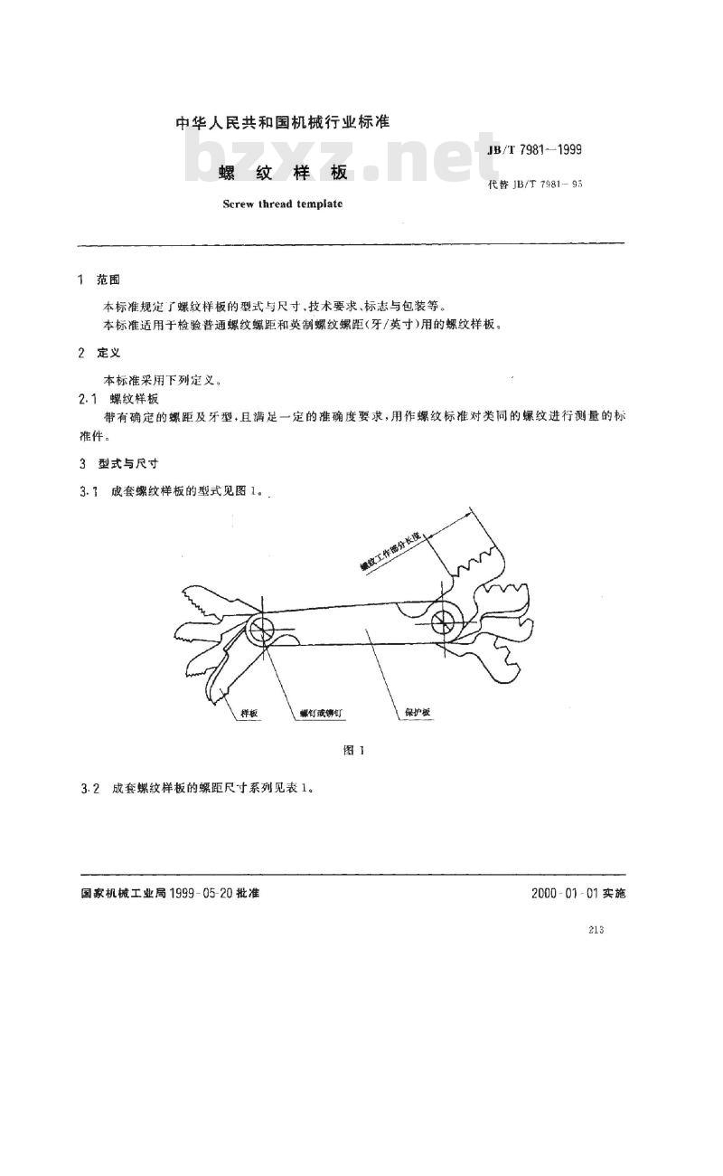 JB/T 7981-1999 螺纹样板