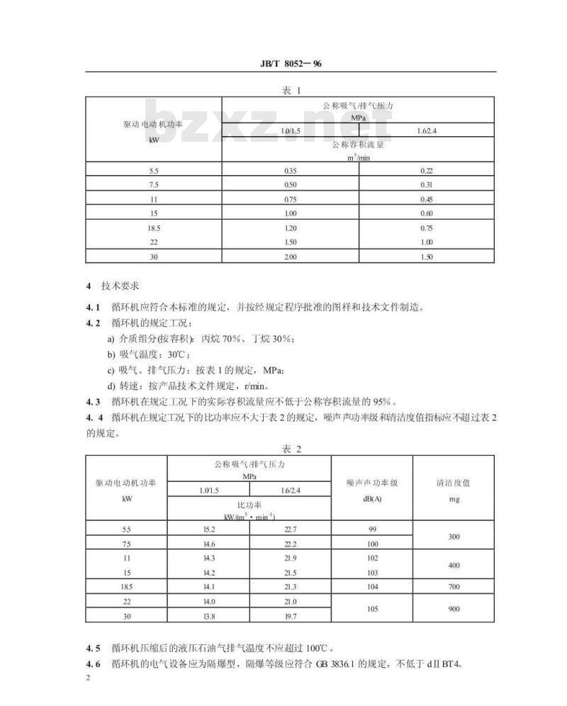 JB/T 8052-1996 无润滑液化石油气循环压缩机