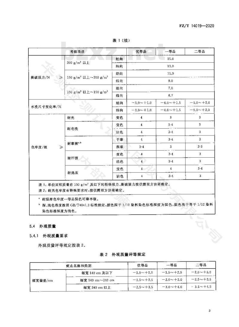 FZ/T 14019-2020 棉提花印染布