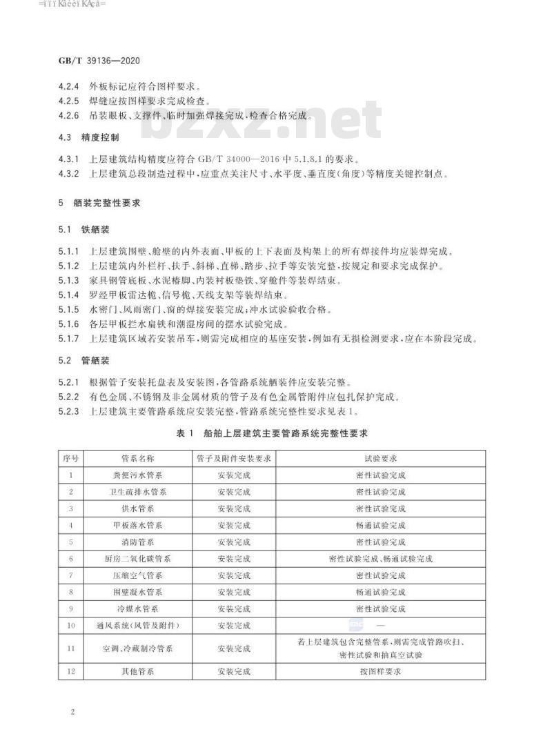 GB∕T 39136-2020 船舶上层建筑制造完整性要求