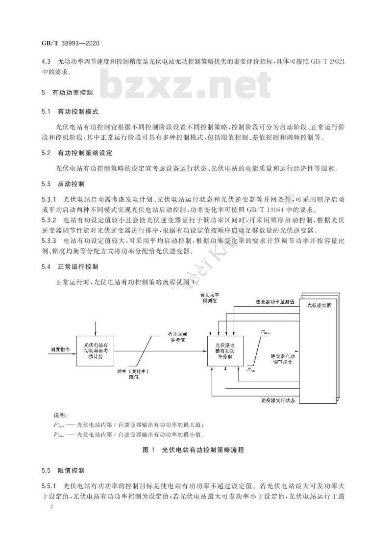 GB∕T 38993-2020 光伏电站有功及无功控制系统的控制策略导则