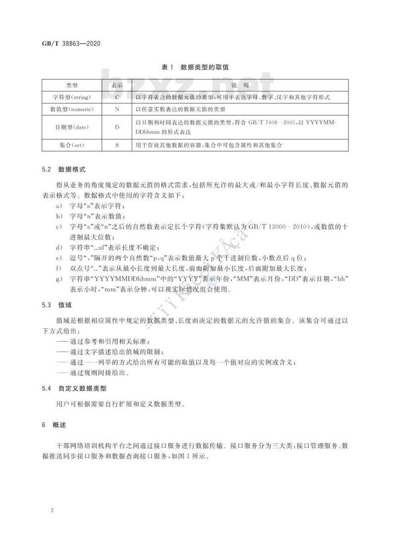 GB∕T 38863-2020 干部网络培训 平台数据接口技术要求