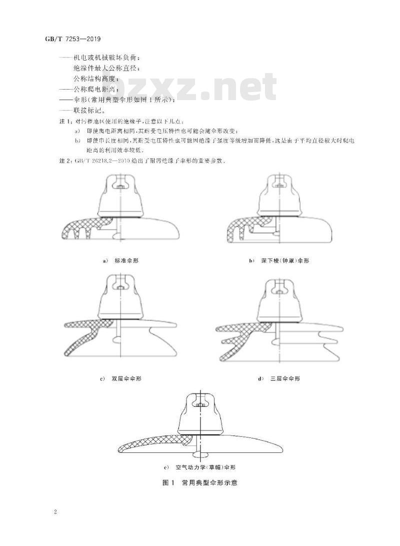 GB/T 7253-2019 标称电压高于1000 V的架空线路绝缘子 交流系统用瓷或玻璃绝缘子元件 盘形悬式绝缘子元件的特性