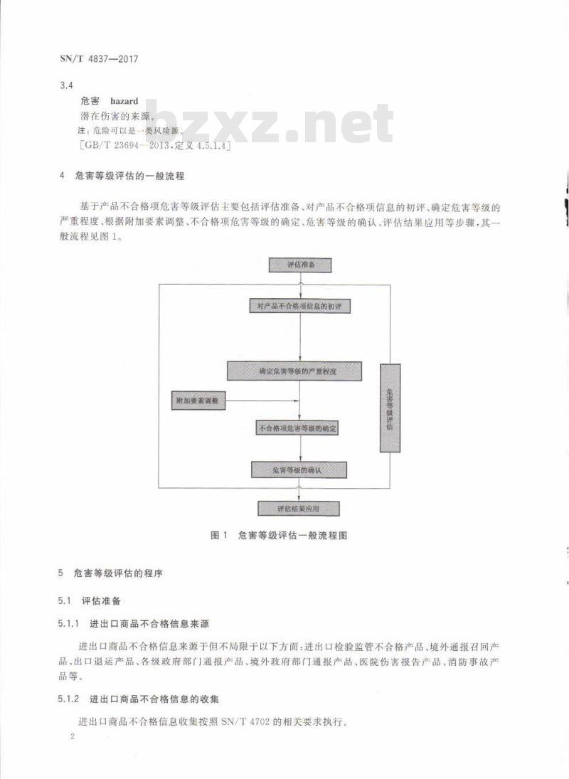 SN∕T 4837-2017 进出口商品质量安全风险信息危害等级评估方法 基于产品不合格项的危害等级评估