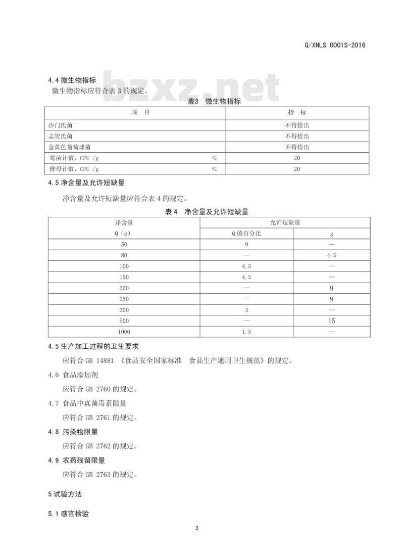 QXNLS 0001 S-2016 信阳市农润绿色食品有限公司 速冻板栗仁(丁)