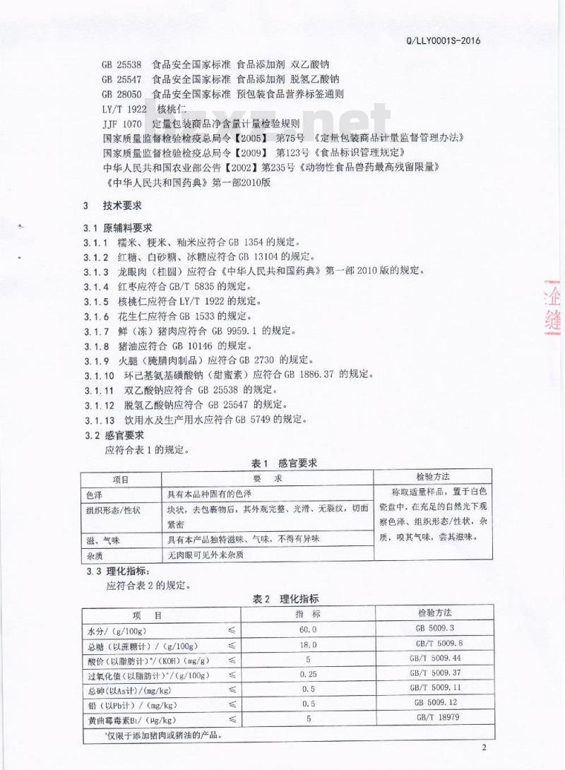 QLLY 0001 S-2016 泸州市龙马潭区忆乡村食品厂 黄粑