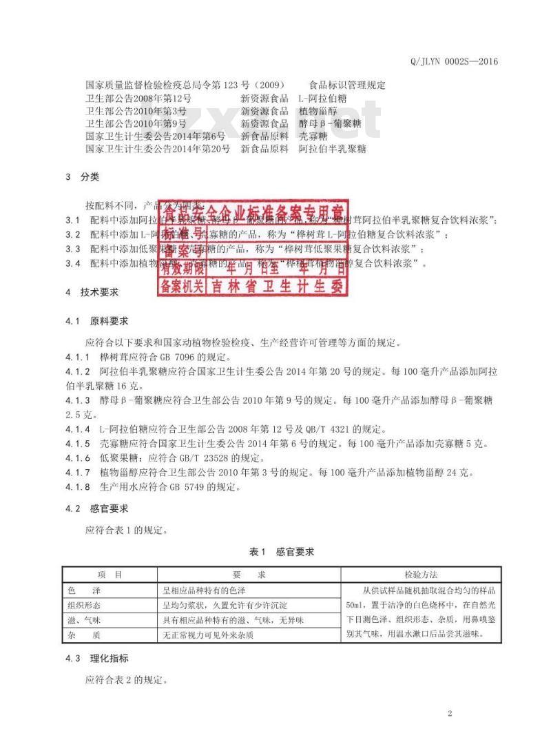 QJLYN 0002 S-2016 吉林省医诺生物技术有限公司 桦树茸复合饮料浓浆