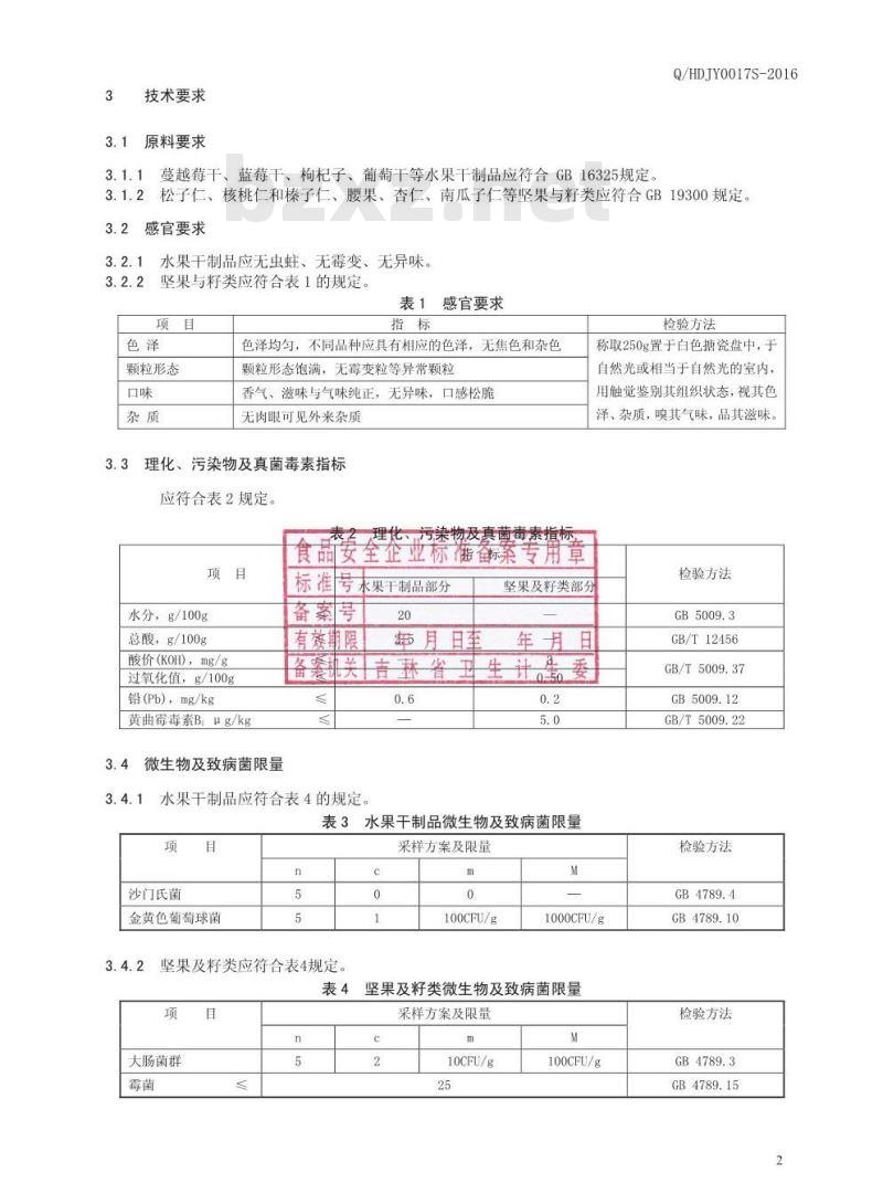 QHDJY 0017 S-2016 桦甸市吉元土产有限公司 混合干果