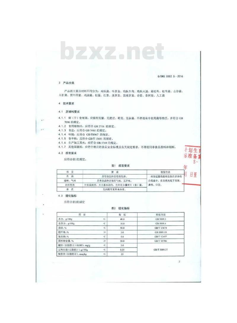 QDWS 0002 S-2016 瑞丽傣旺食品有限公司 油炸食用菌