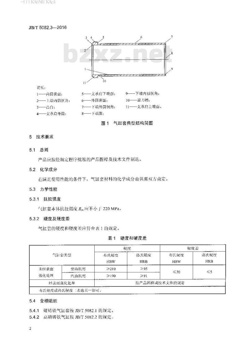 JB∕T 5082.3-2016 内燃机 气缸套 第3部分：干式铸铁气缸套 技术条件
