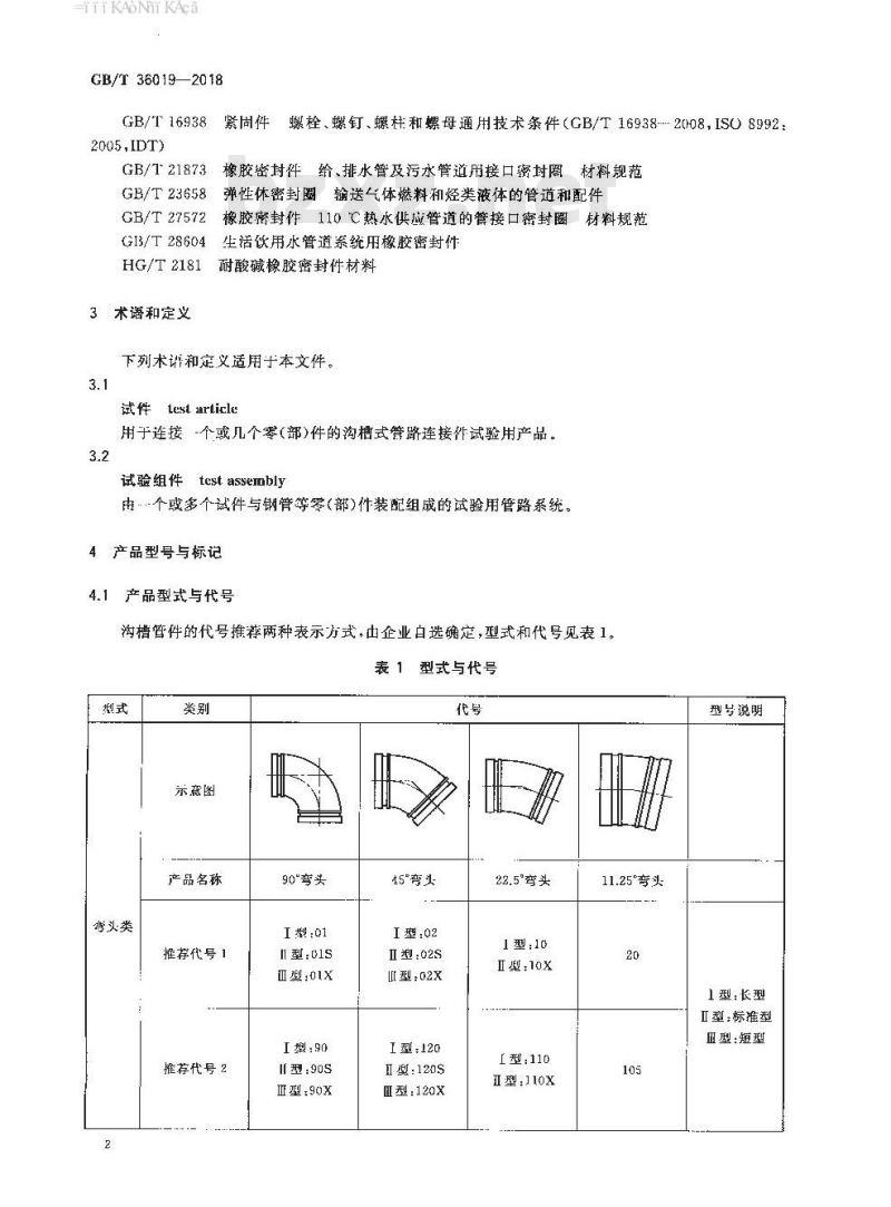 GB/T 36019-2018 沟槽式管路连接件技术规范