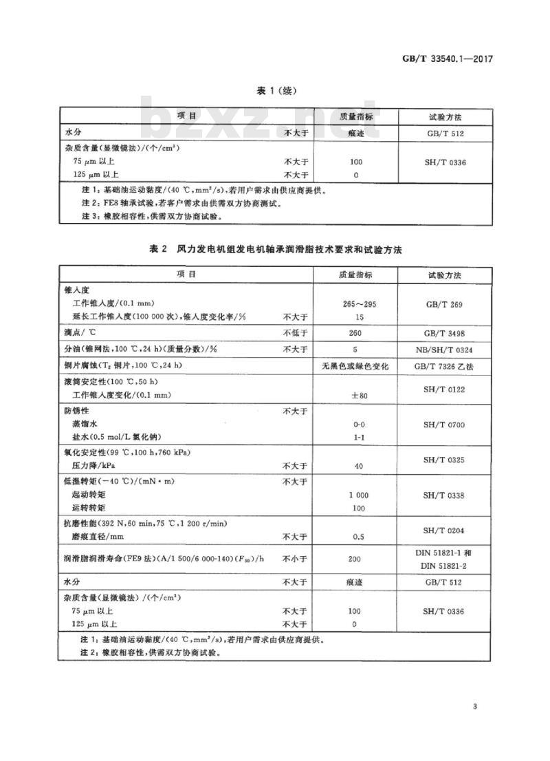 GB/T 33540.1-2017 风力发电机组专用润滑剂 第1部分：轴承润滑脂