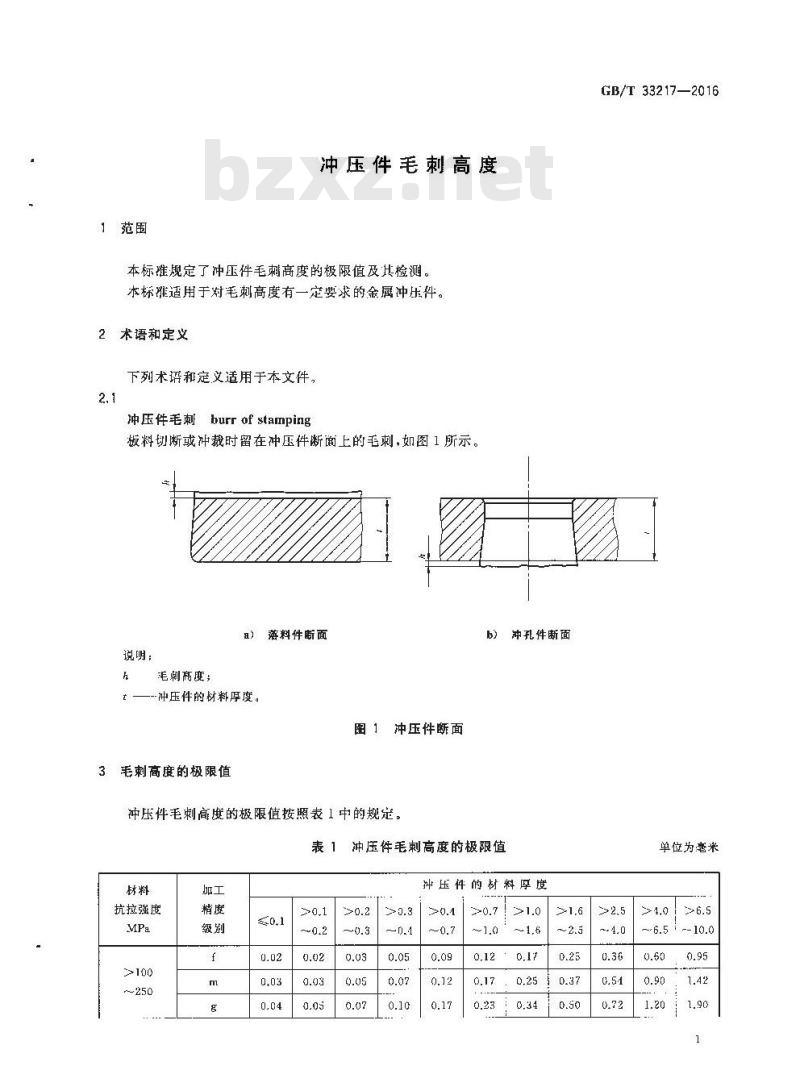 GB∕T 33217-2016 冲压件毛刺高度