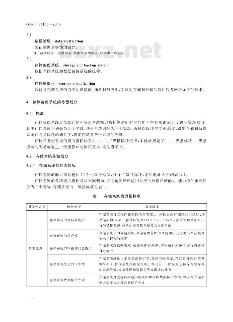 GB∕T 33138-2016 存储备份系统等级和测试方法