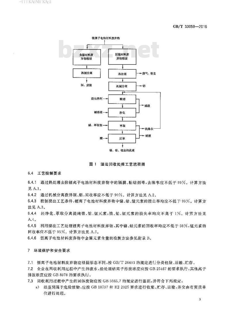 GB/T 33059-2016 锂离子电池材料废弃物回收利用的处理方法