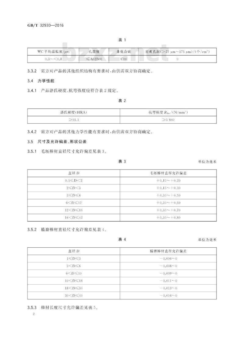 GB∕T 32930-2016 微晶硬质合金棒材