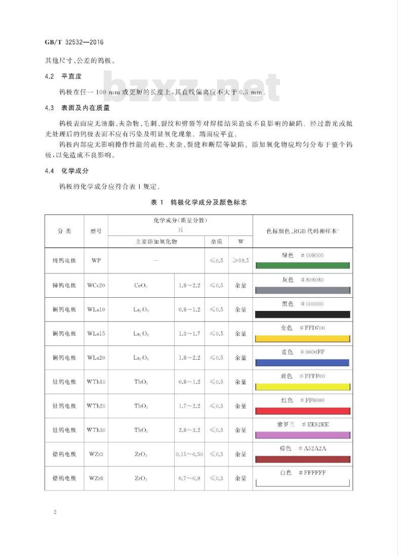 GB∕T 32532-2016 焊接与切割用钨极